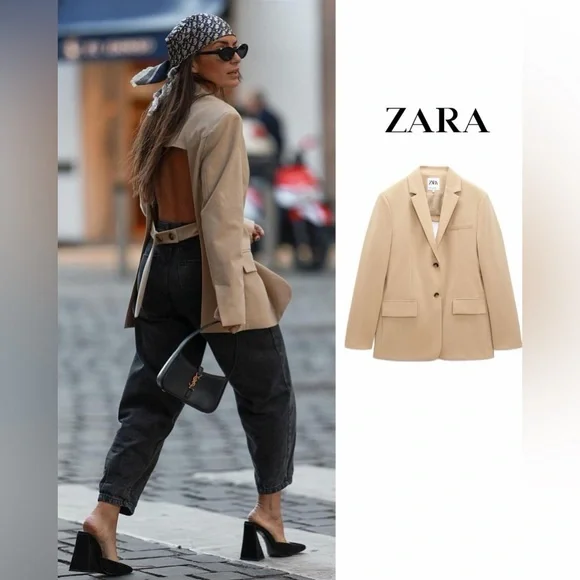 Zara Women's Beige Blazer - Picture 4 of 13
